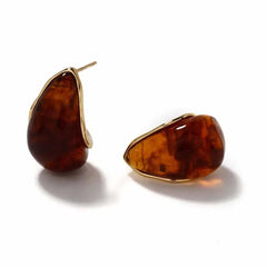 Women's vintage and exquisite Teardrop Stud Earrings, 18k gold plated stainless steel, simple and versatile, red, green, white Red Kaaf Creations