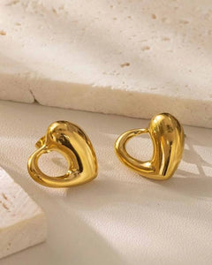 Heart Stud Earrings, 18K Gold Plated Stainless Steel, Open Design | women and girls Kaaf Creations