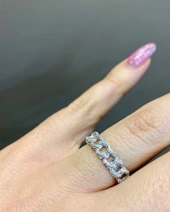 Cubic Zirconia Studded Linked Chain Ring for women and girls, Stainless steel, Size Adjustable. Kaaf Creations