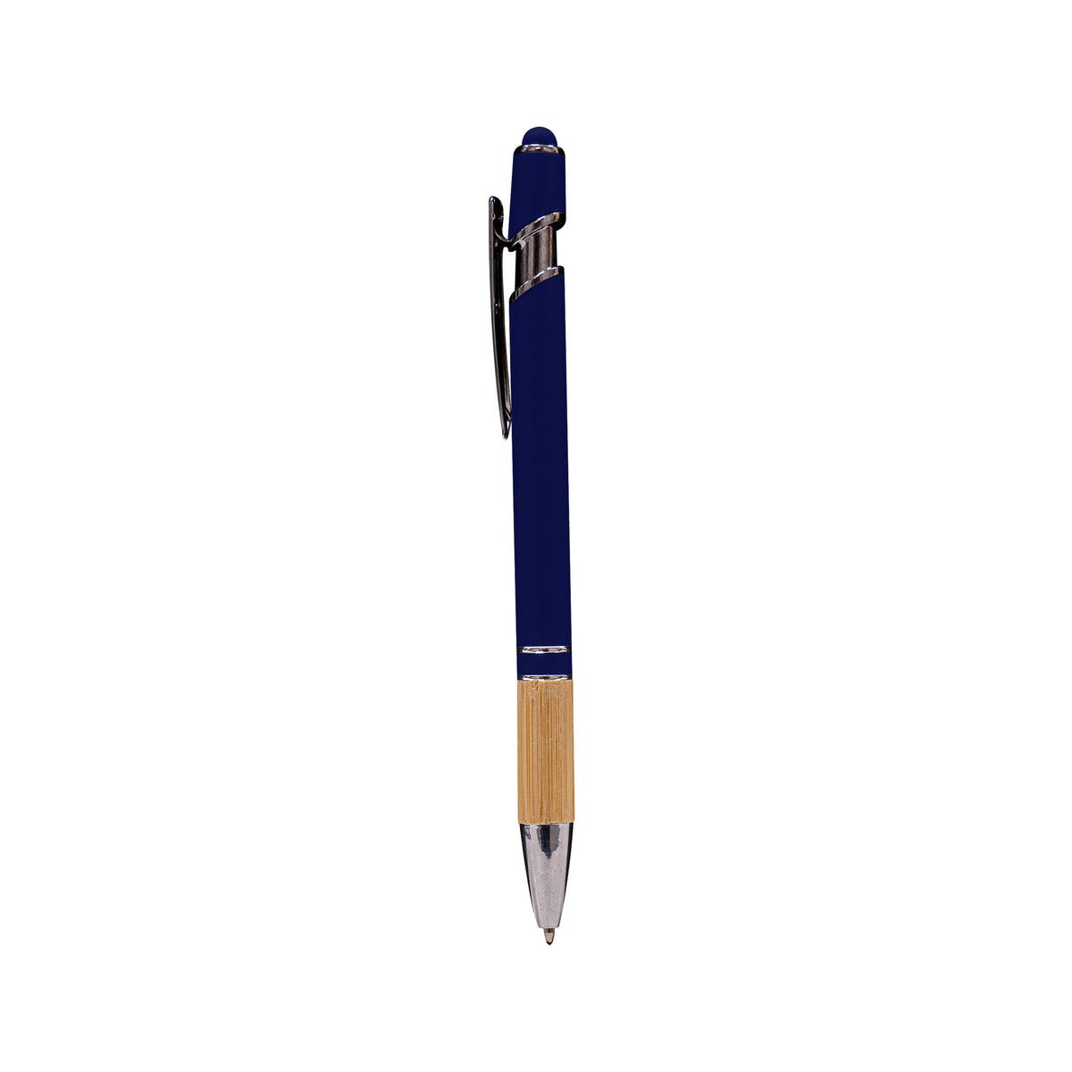 Metal Pen With Stylus and Bamboo Grip Blue