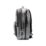 Gray executive laptop backpack with USB charging port and multiple compartments