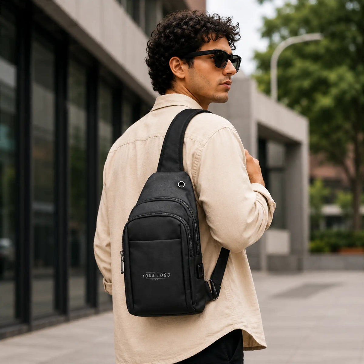Compact black shoulder side bag with adjustable strap and zipper compartments 9. SEO Keywords Embedded: