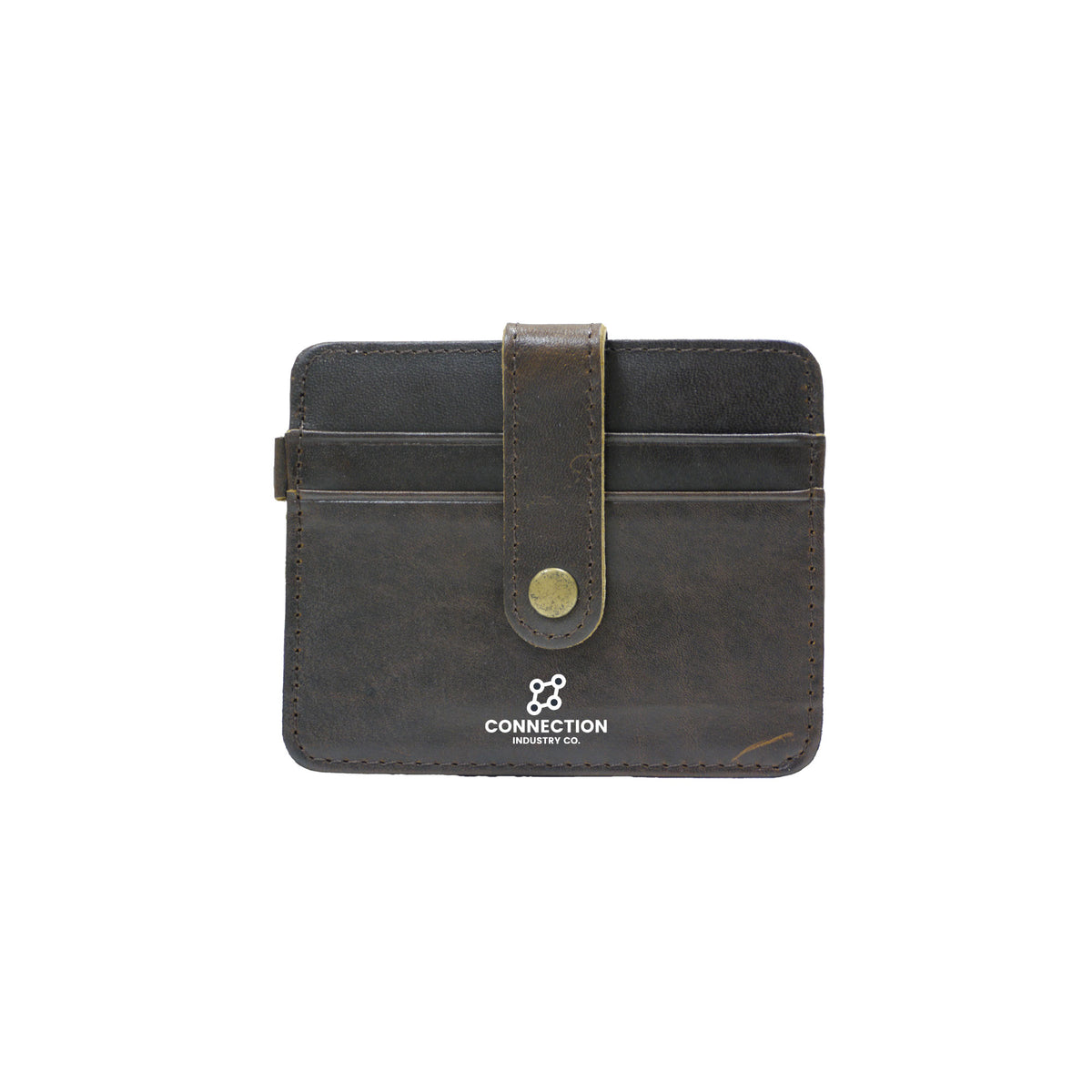 Leather card holder with button