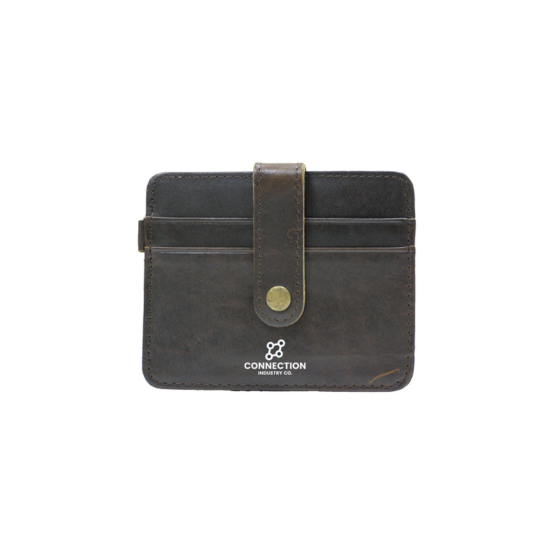 Leather card holder with button