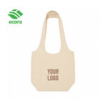 Toto canvas shoulder tote in natural with a large printed logo on the front panel