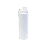 Reusable aluminium sports bottle with handle, 800 ml capacity, black and white color options for corporate gifting.