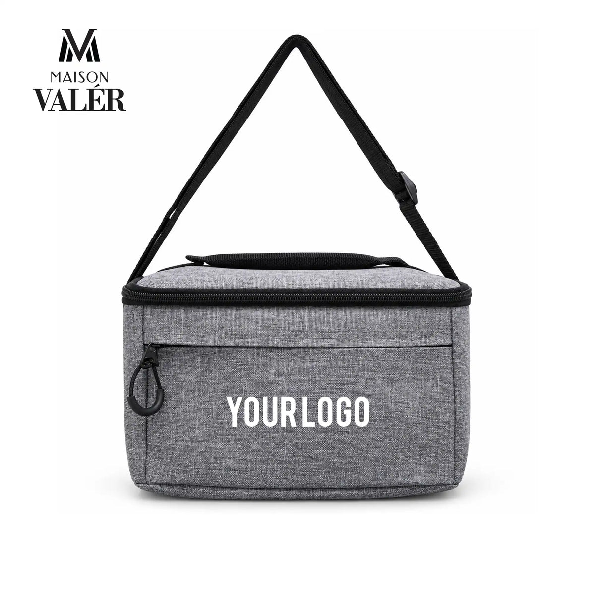 Maison Valér Carvo insulated lunch cooler bag in heather grey, front view
