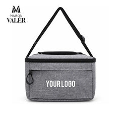 Maison Valér Carvo insulated lunch cooler bag in heather grey, front view