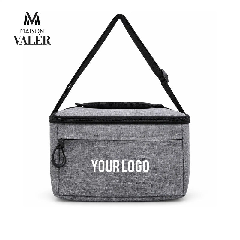 Maison Valér Carvo insulated lunch cooler bag in heather grey, front view