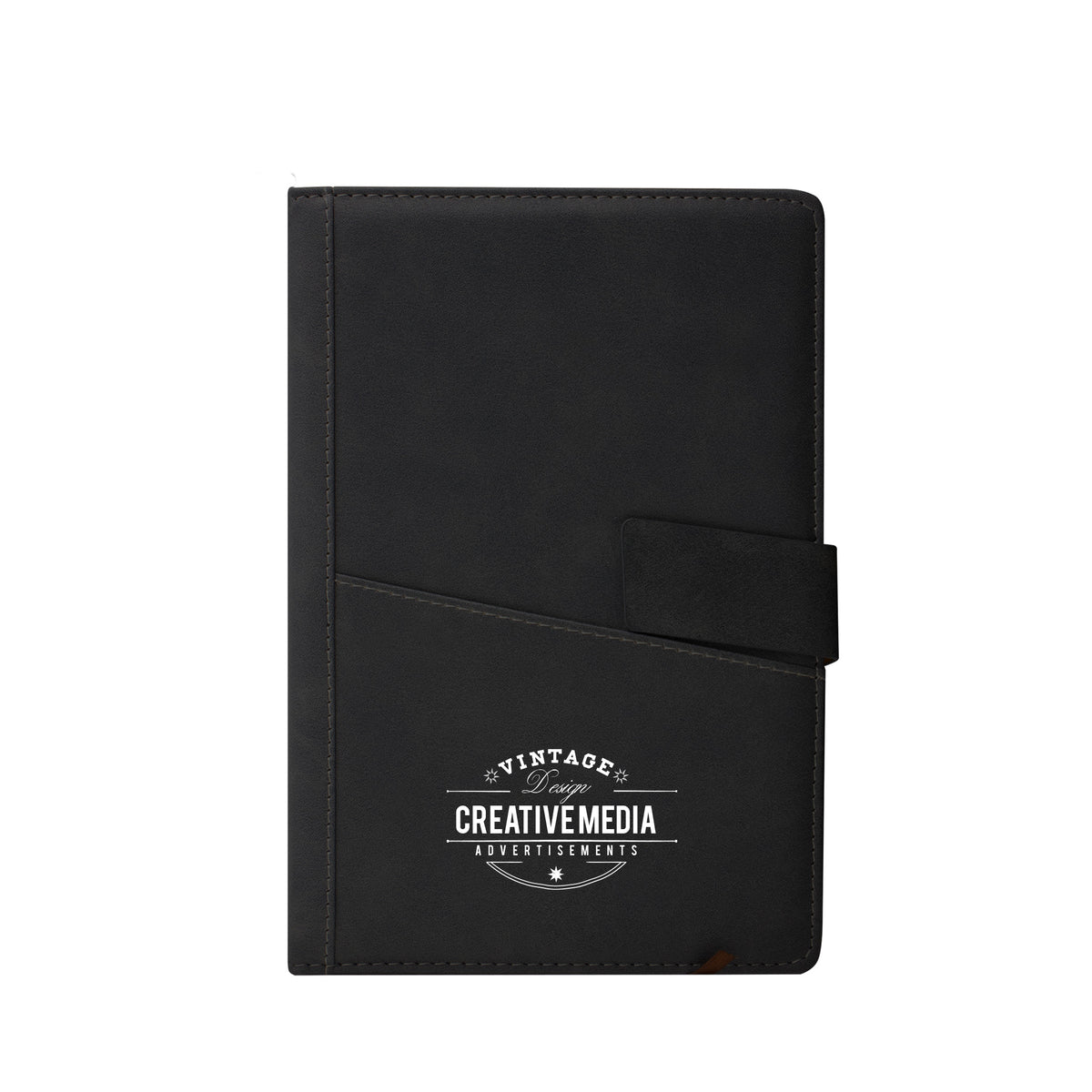 Leather Notebook with Pocket Black