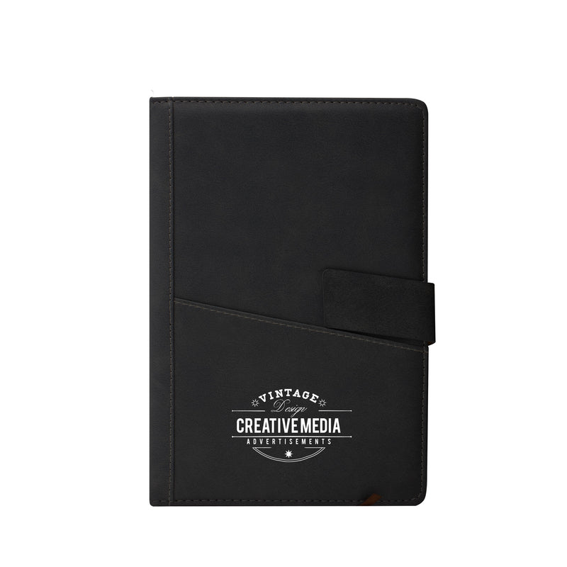 Leather Notebook with Pocket Black