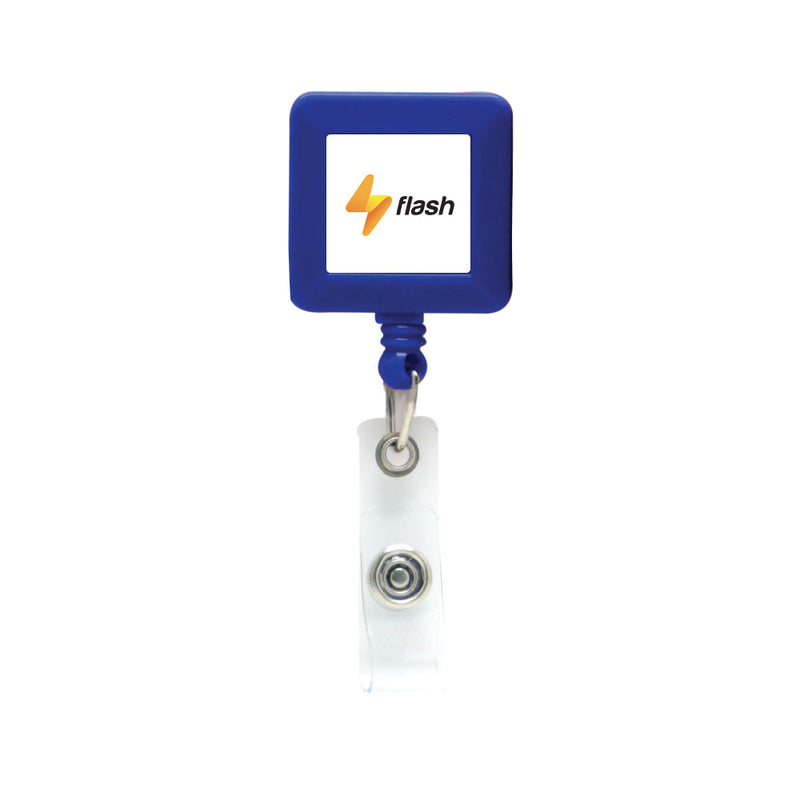 Plastic badge reel in square shape Blue