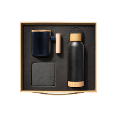 BlackStone Bamboo corporate gift set ceramic mug slate coaster bottle UAE