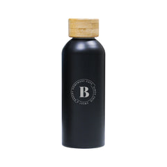 Insulated Bottle With Bamboo Lid Black