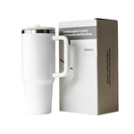 Double Walled Tumbler With Handle And Flip Straw white