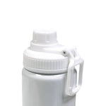 Reusable aluminium sports bottle with handle, 800 ml capacity, black and white color options for corporate gifting.