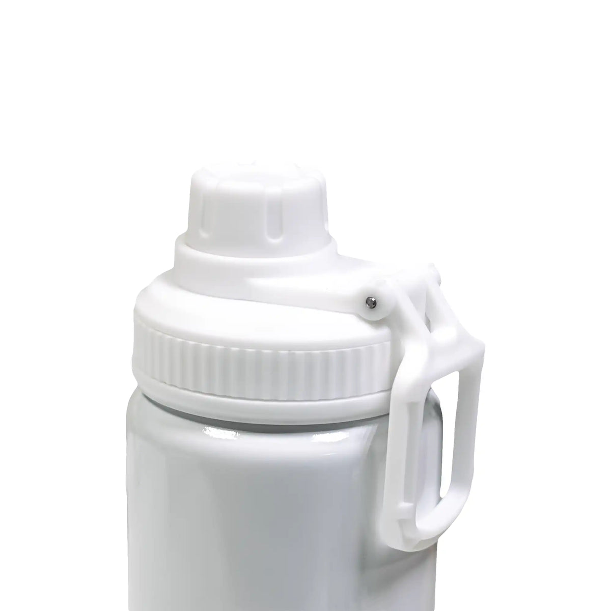 Reusable aluminium sports bottle with handle, 800 ml capacity, black and white color options for corporate gifting.