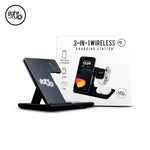 3-in-1 Wireless Charging Station with LightUp Logo - Black Foldable Design