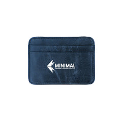Leather card holder with both side opening Blue