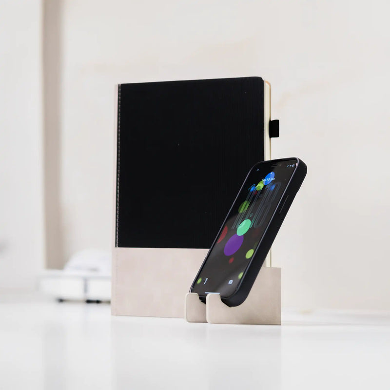 Dual Tone A5 Black Notebook with Detachable Mobile Stand