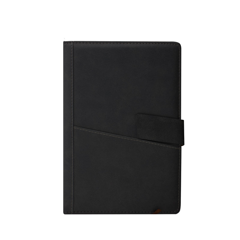 Leather Notebook with Pocket Black