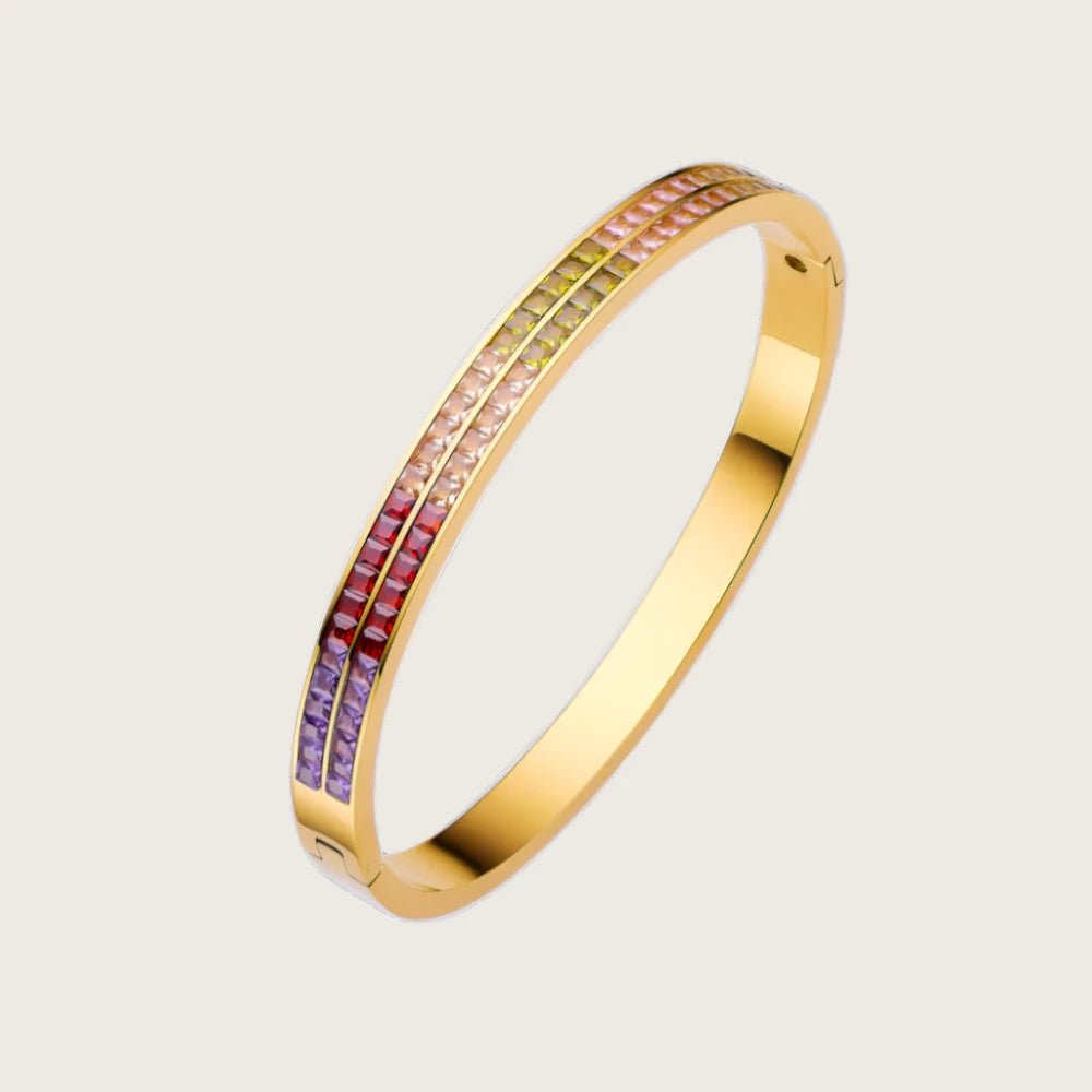 18k Gold Plated Stainless Steel Colored Diamond Bracelet for Women, Size 5.8 cm Kaaf Creations