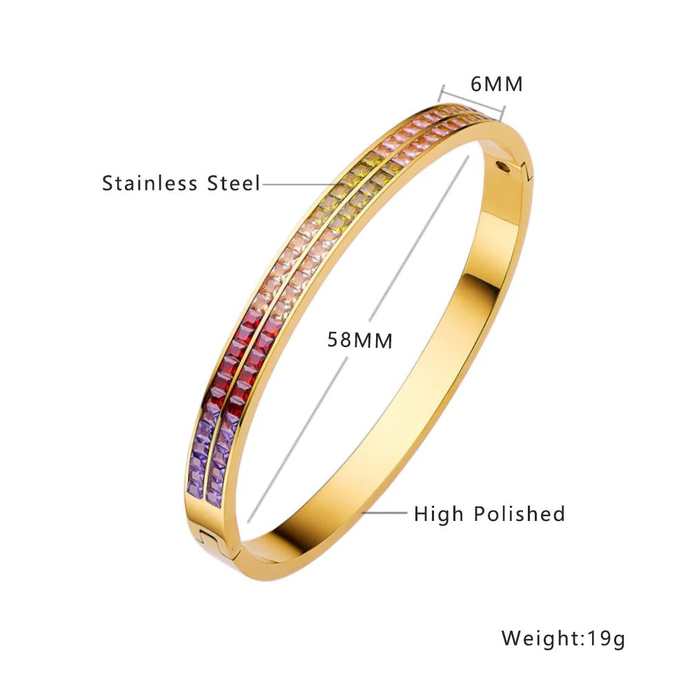 18k Gold Plated Stainless Steel Colored Diamond Bracelet for Women, Size 5.8 cm Kaaf Creations