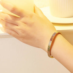 18k Gold Plated Stainless Steel Colored Diamond Bracelet for Women, Size 5.8 cm Kaaf Creations