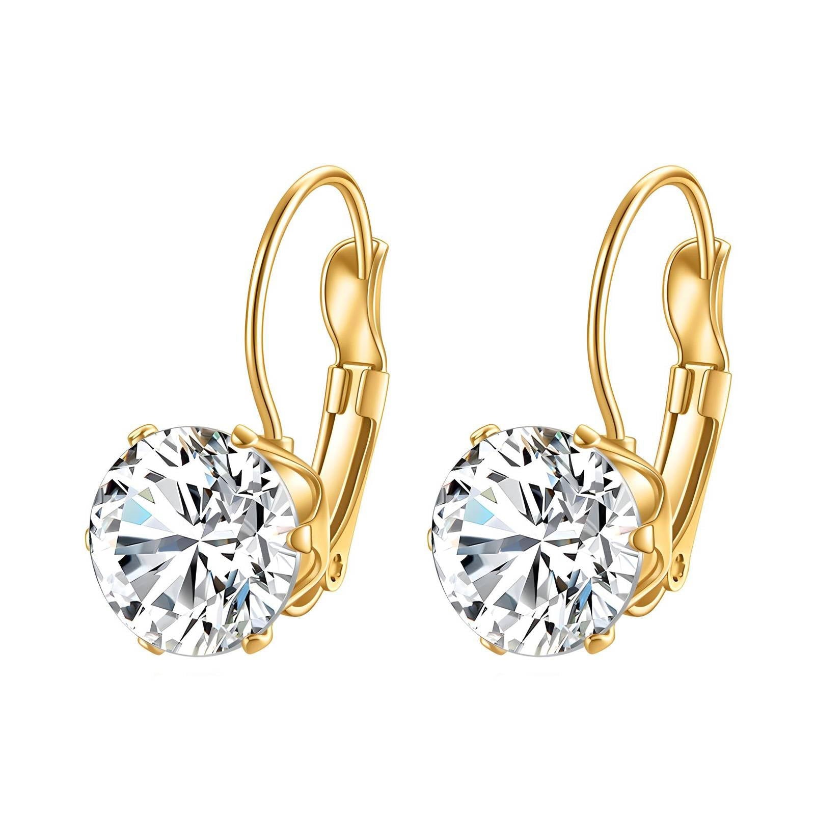 18K gold plated Stainless steel Earrings for women and girls, Intensity, With stud ,cubic zirconia Kaaf