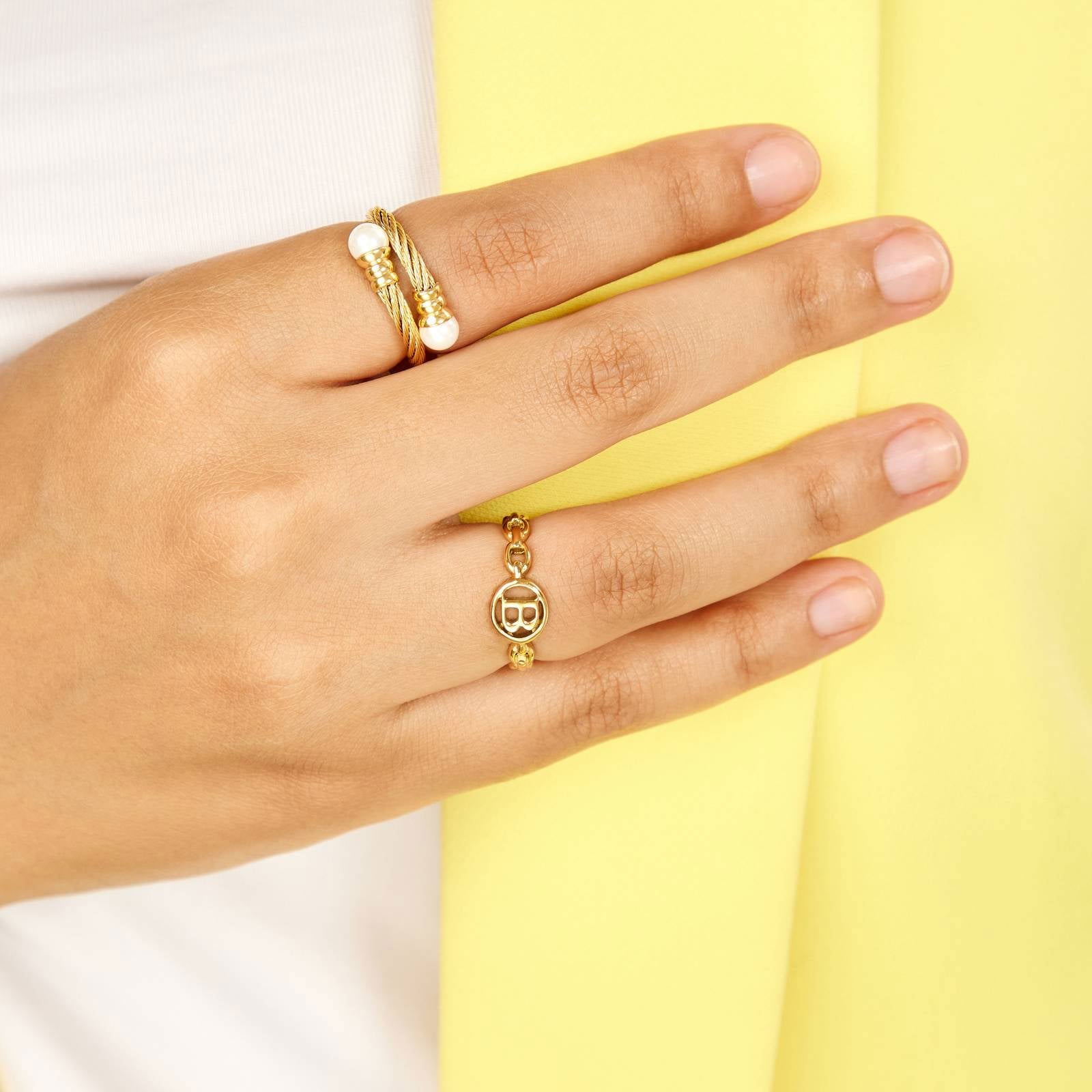 18K gold plated Stainless steel finger ring for women and girls, Intensity, Kaaf