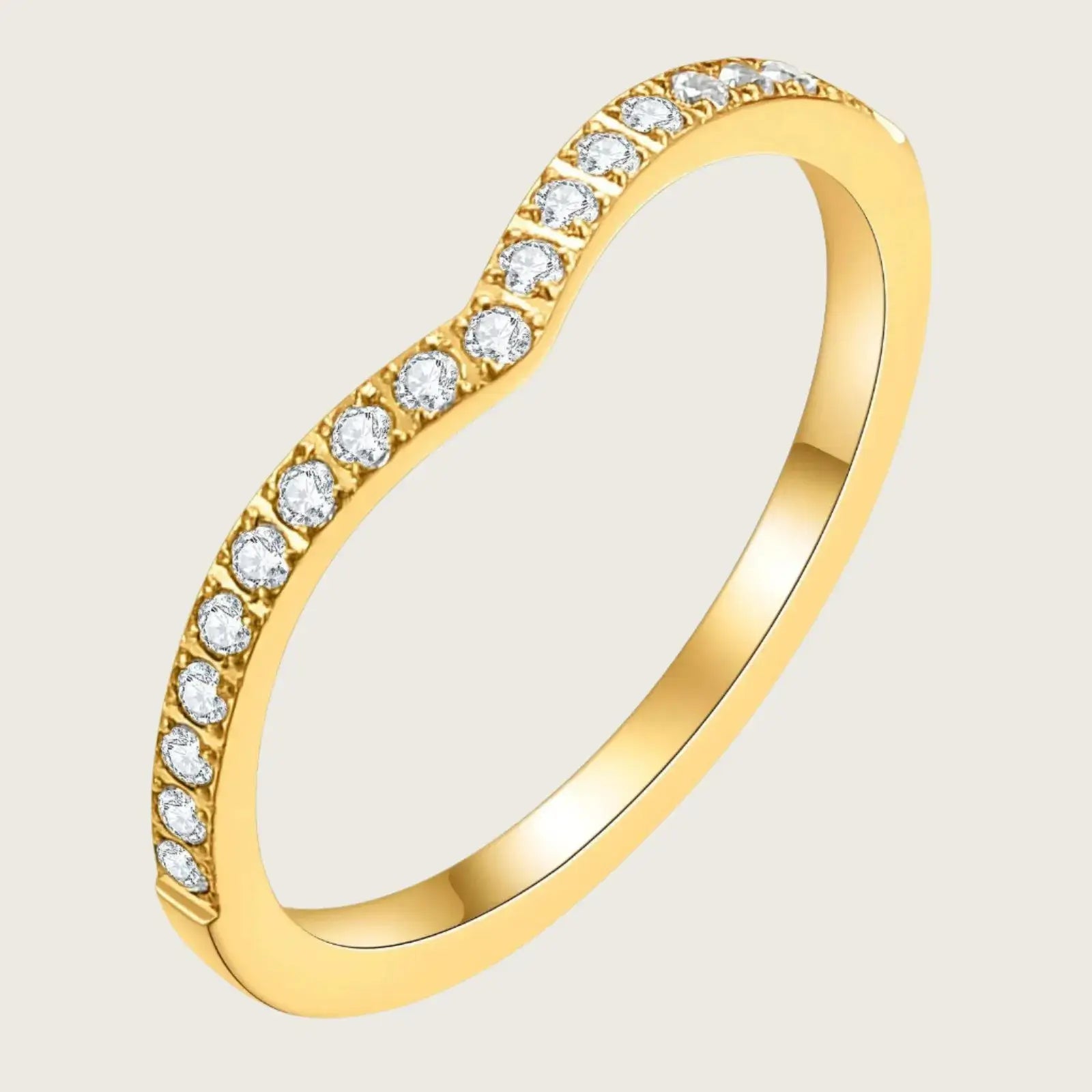 18K gold plated Stainless steel finger ring for women and girls, Ring size : 9, Intensity, Kaaf