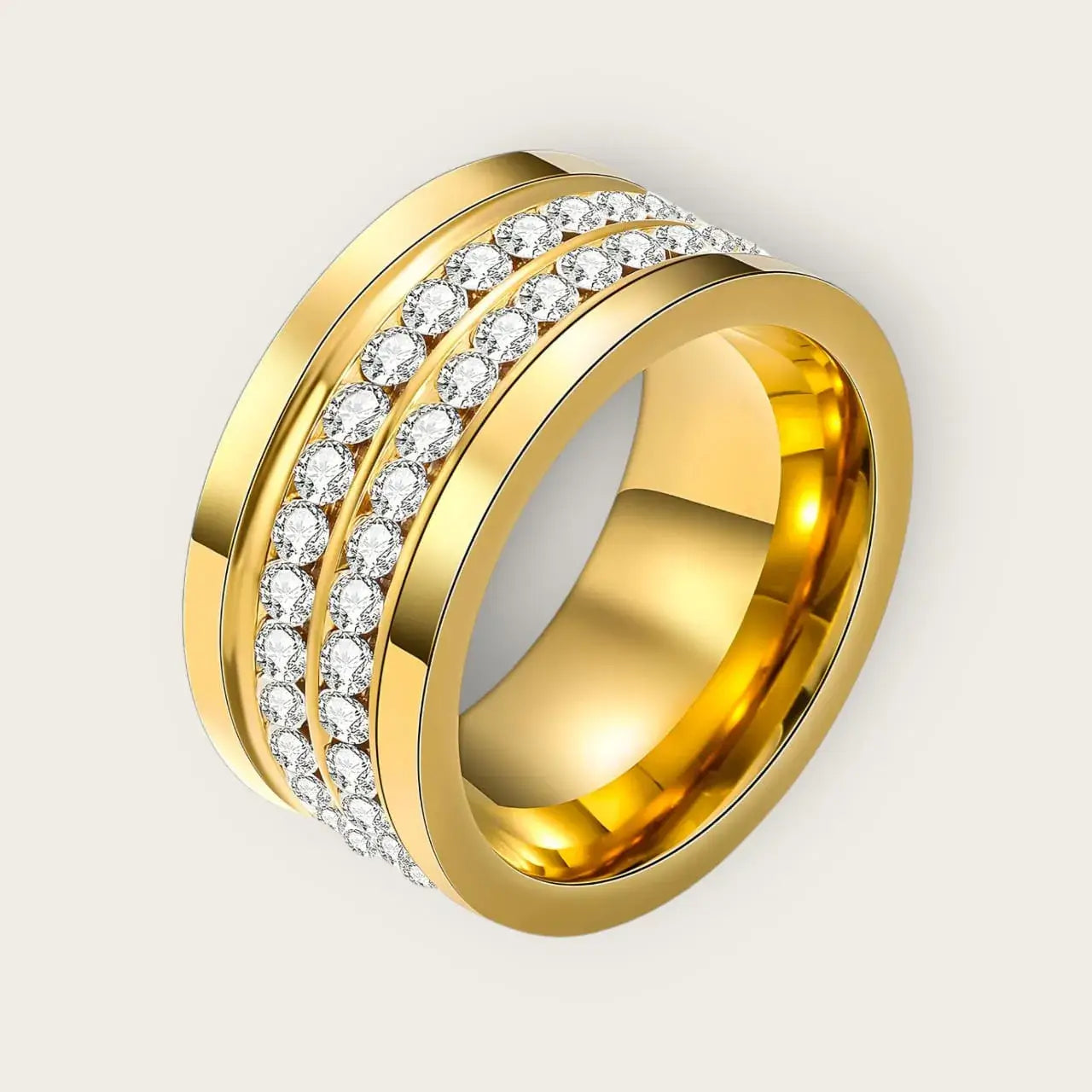 18K gold plated Stainless steel finger ring for women and girls, Ring size : 6 Intensity, Kaaf