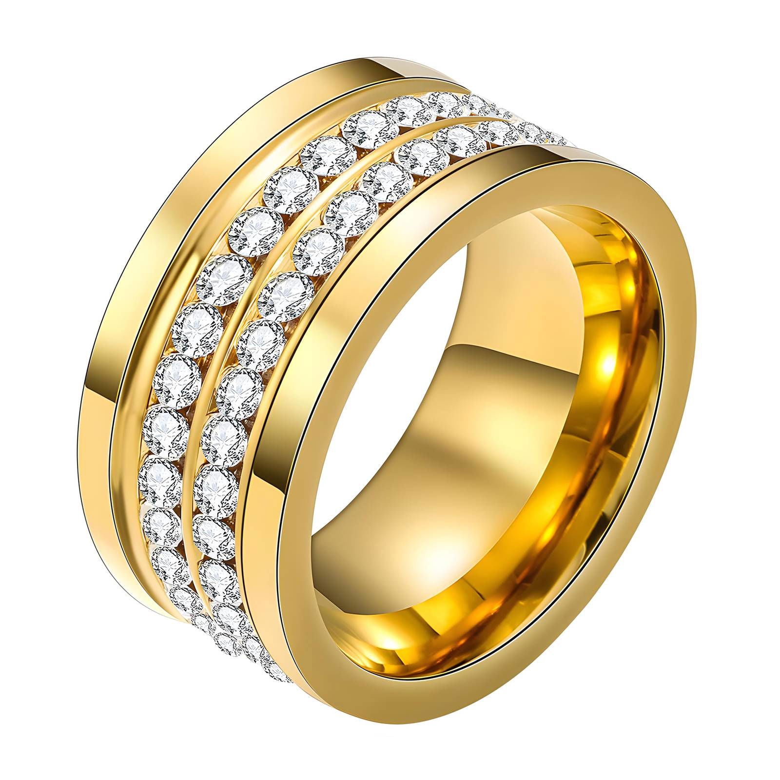 18K gold plated Stainless steel finger ring for women and girls, Ring size : 6 Intensity, Kaaf