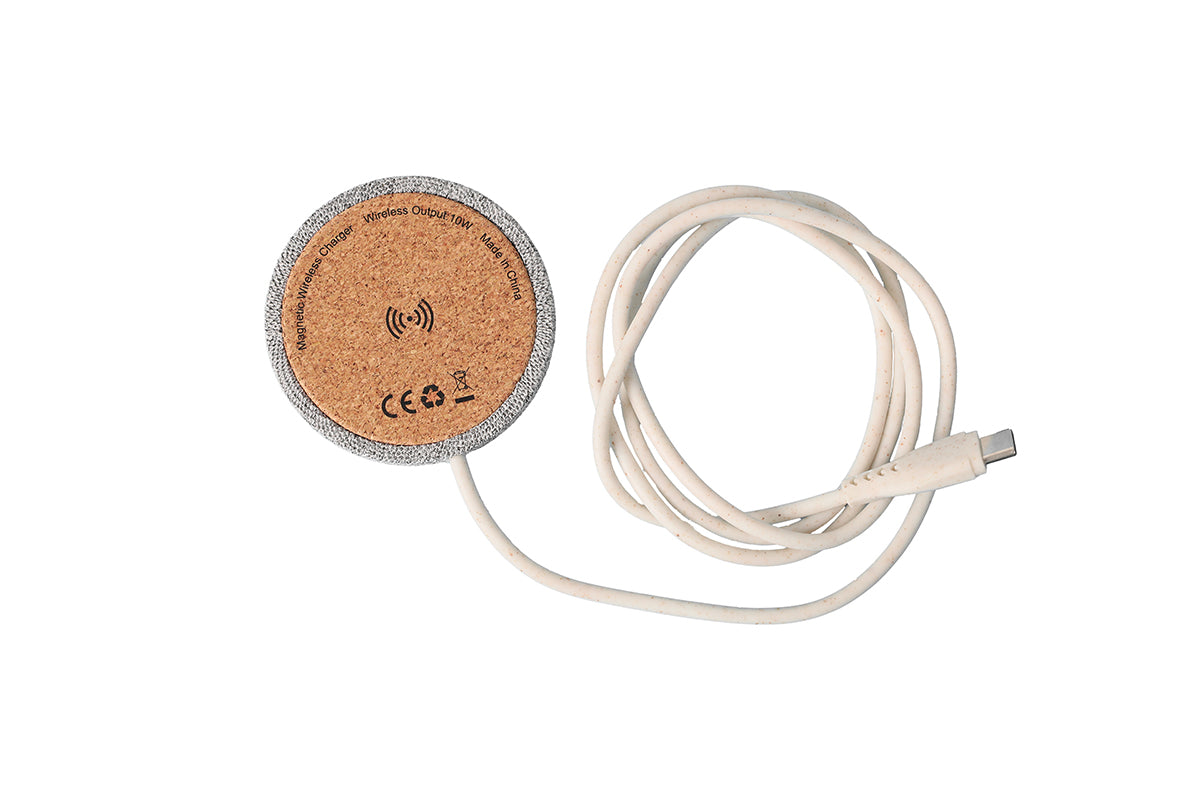 RPET & Cork Wireless Charger – custom branded corporate gift, Kaaf Creations UAE