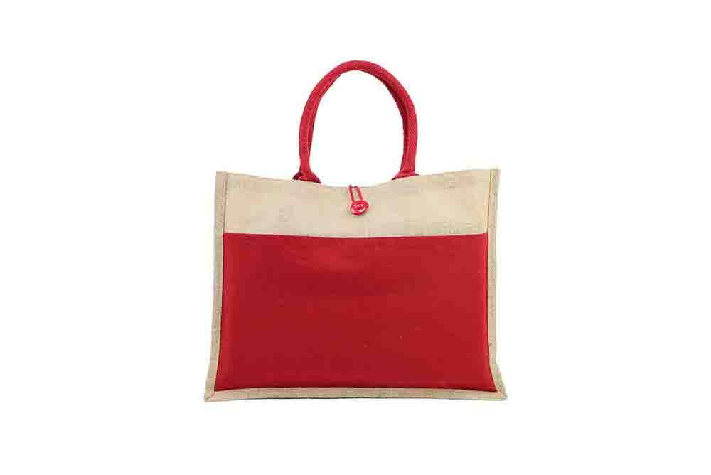 Jute Bag with Canvas Pocket – custom branded corporate gift, Kaaf Creations UAE