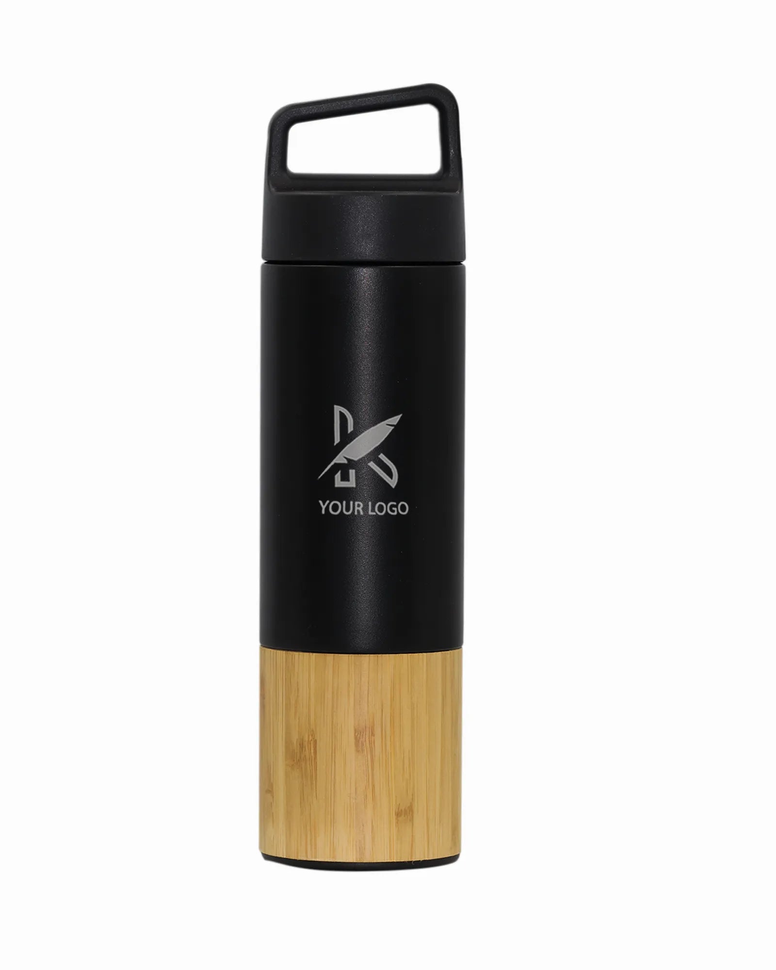 Matte Flask with Bamboo Design – 530ml | Engraving & UV Printing Available Kaaf Creations