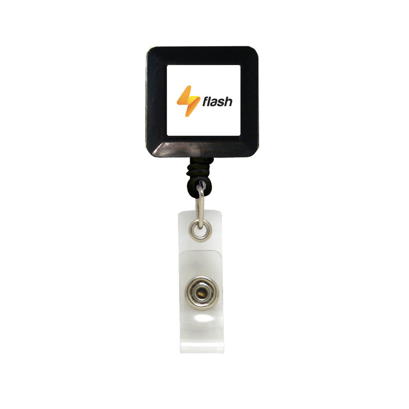 Plastic badge reel in square shape Black
