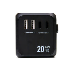 Universal travel adapter with 3 Type C and 2 USB A ports