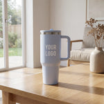 Double Walled Tumbler With Handle And Flip Straw