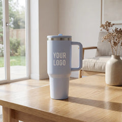 Double Walled Tumbler With Handle And Flip Straw
