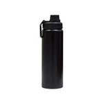 Reusable aluminium sports bottle with handle, 800 ml capacity, black and white color options for corporate gifting.