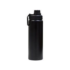 Reusable aluminium sports bottle with handle, 800 ml capacity, black and white color options for corporate gifting.