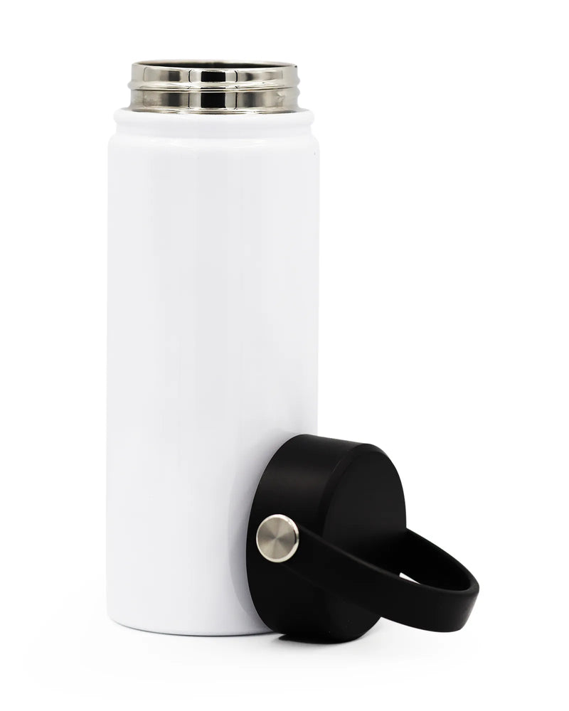 Insulated Bottle with Handle – 550ml | White | Customizable with Engraving & UV Printing Kaaf Creations