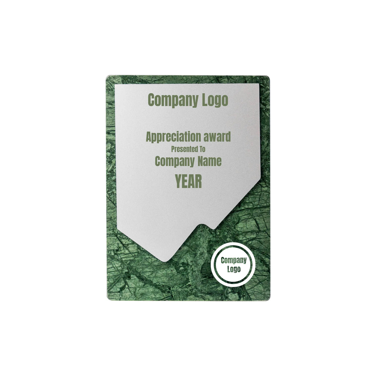 Green Stone Plaque Award With Metal Plate