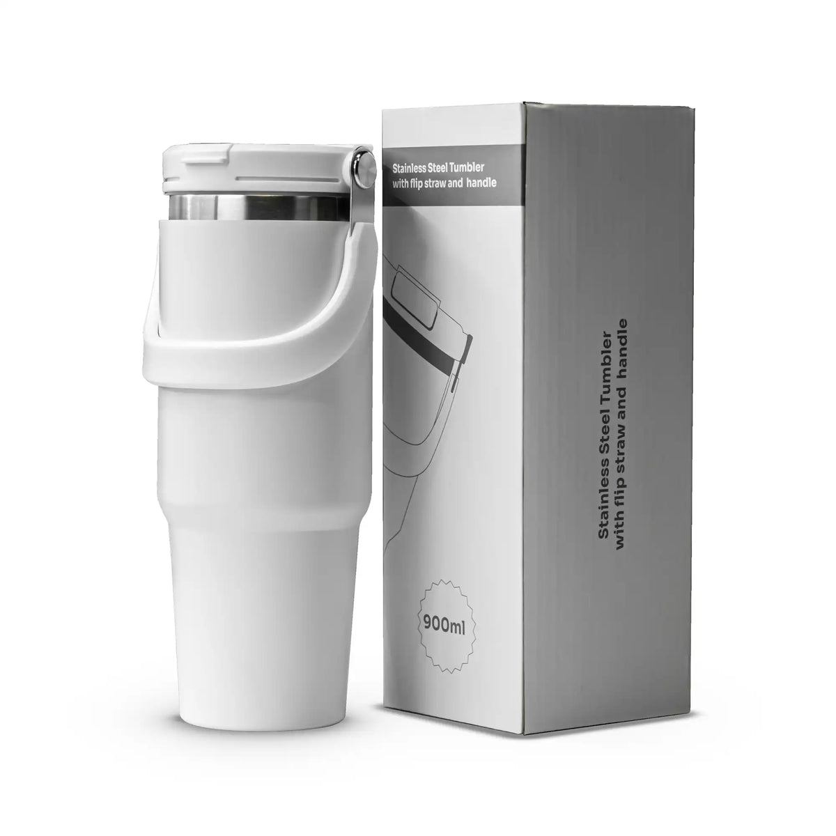 Tumbler with Handle and Sipper White