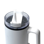 White Tumbler with Straw and Handle