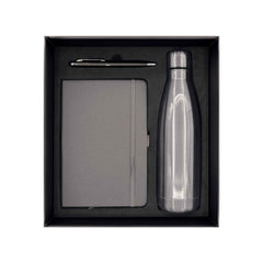 Promotional Giftset with Gray Notebook pen and Bottle