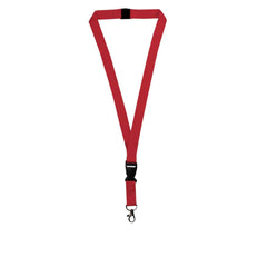 Lanyard With Buckle Metal Hook And Safety Clip Red