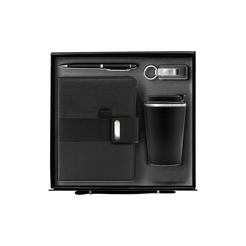 ExecuBlend 4-piece black executive corporate gift set thermal mug notebook UAE