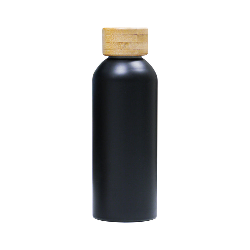 Insulated Bottle With Bamboo Lid Black